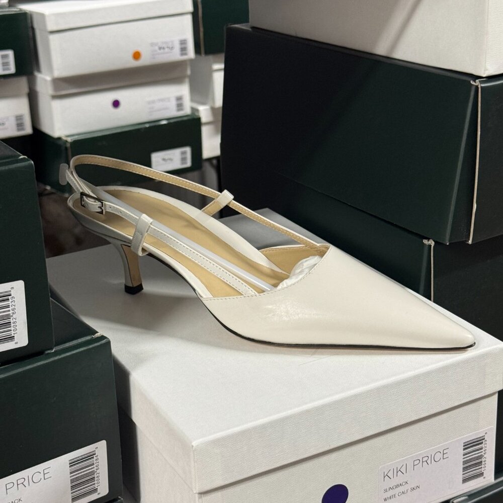 Brand New White Leather Slingback Pumps
